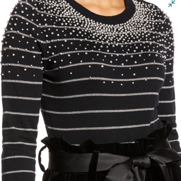 Halogen Sweaters - NWT X Atlantic-Pacific Pearl Metallic Stripe Swtr